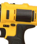 Close-up of Heavy Hitter Cordless Power Drill And High Torque Workhorse For Hassle Free Woodworking, showcasing controls and grip.