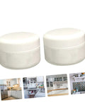 Two Pack Ceramic Repair Paste Tile Kit With Quick Drying Adhesive For Chips Scratches And Dents On Porcelain And Enamel Surfaces Restores Color And Smooths Cracks And Provides A Barely There Finish For A Clean Fresh Look showing two white paste containers next to tile surface examples