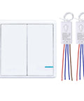 Wireless Light Switch And Receiver Kit No Wiring No WiFi For LED Lights Outdoor IP66 Waterproof with 2 white receivers
