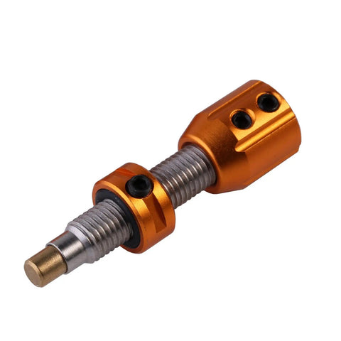 Straight Shooter Archery Screw In Pressure Button Adjustable Cushion Plunger with 5/16 Copper Shaft and Aluminum Case in gold finish.