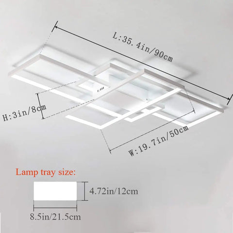 Three Square Geometric LED Ceiling Light Fixture, Modern Flush Mount 75W Cool White 6000K Acrylic for room illumination