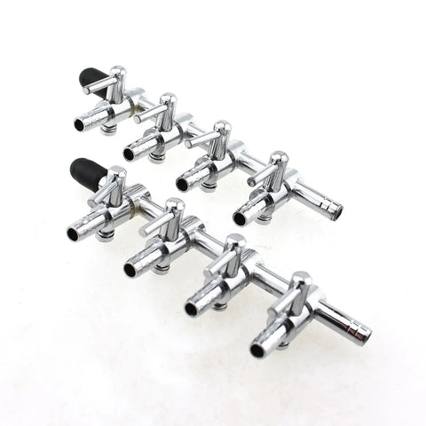Top Shelf Stainless Steel Aquarium Air Flow Control Lever Valve With Pipe Connector Built Tough Four Way Regulator for fish tanks.