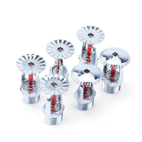 Workhorse Bronze Pendent Fire Sprinkler Head Half Inch Automatic Heat Activated 68 Degree Extinguishing Protection For Schools Gyms Commercial Spaces Ready To Go, chrome finish.