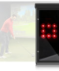 Protective Shield Case for Square Golf Launch Monitor with Metal Shell and Clear Acrylic Panel shown in indoor setting