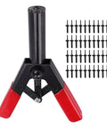 All In One Plastic Rivet Gun Kit With 41 Piece Assorted Rivets And Fastener Remover For Auto Body Repairs Home Furniture Assembly And Electronics Projects A Handy Diy Fix It Tool For Any Job, showing gun and rivets.