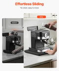 Heavy Duty Kitchen Appliance Slider With Smooth Silent Wheels And Protective Base Lets You Slide Your Coffee Maker Or Small Fridge Around Like Butter For Zero Strain And Maximum Control On Any Countertop Surface In Black 105 X 13 shown in a kitchen setting.