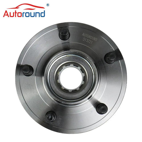 Heavy Duty Wheel Hub and Bearing Assembly Swap Kit Replacement for 2005 To 2014 Ford Mustang and 05 Avanti 5 Lug Front Axle ABS Enabled 513221 Br930494 Ha590017, top view.