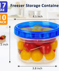 10 Pack 17 Oz Reusable Freezer Storage Containers With Twist Top Lids Airtight Clear Plastic Meal Prep Containers For Leftovers Lunch Fruit Salad Snacks And Small Soup Microwave Safe