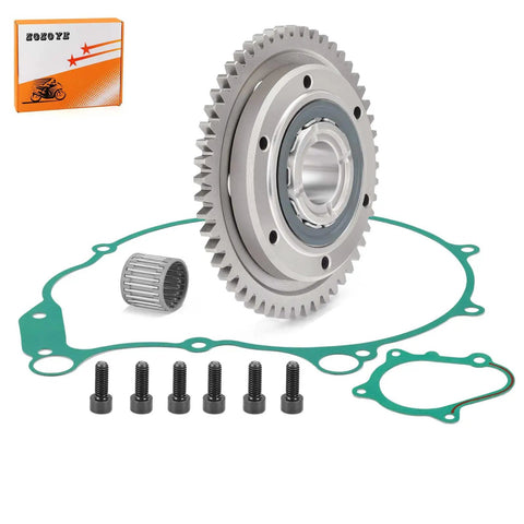 Top Shelf Starter Clutch One Way Bearing And Gear Gasket Kit For 2002 2003 Yamaha Yfm660r Raptor 660r Atv image showing bearing, gasket, and gear.