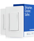 Slick Matte White Smart Dimmer Switch 2 Pack Single Pole Wi-Fi Touch Control Fade To Brightness Touch Slider, sleek design.