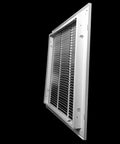 Side view of Fits 16x25 Duct Opening Return Air Grille With Filter Included And Removable Door Steel White Vent Cover