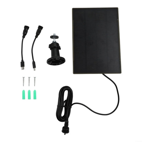 High Performance Heckin Durable Solar Panel For Trail Cameras With Integrated Power Bank, 3W 5V Monocrystalline Tech, IP66 Waterproof Housing, Type C Connection, No Fuss Setup For Wildlife Gear, includes cables and mounting hardware.