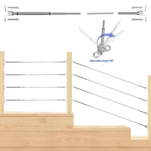 30 Pairs One Eighth Inch Cable Railing Hardware Kit with Swage Toggle Turnbuckle for Wood Posts, T316 Stainless Steel Deck System