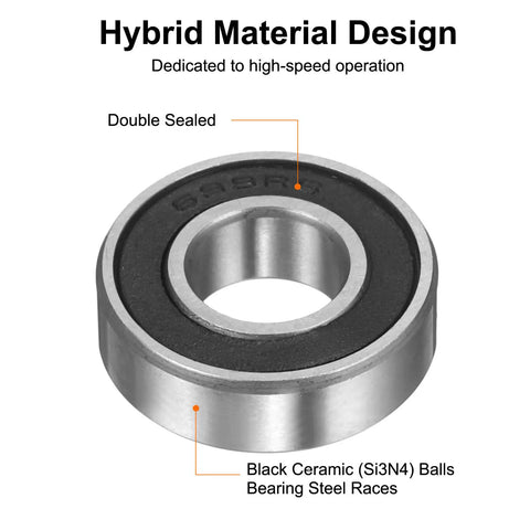 699 2Rs Hybrid Ceramic Deep Groove Ball Bearing 9 X 20 X 6 Millimeter Si3N4 Silicon Nitride with steel seals, designed for high-speed operation.