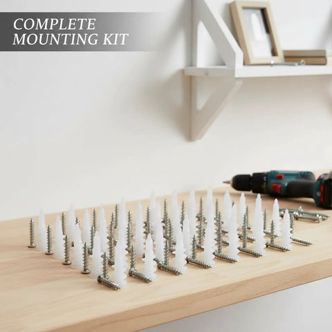 M10 Nylon Drywall Anchors with screws 100 pack displayed on wooden shelf for mounting in hollow walls