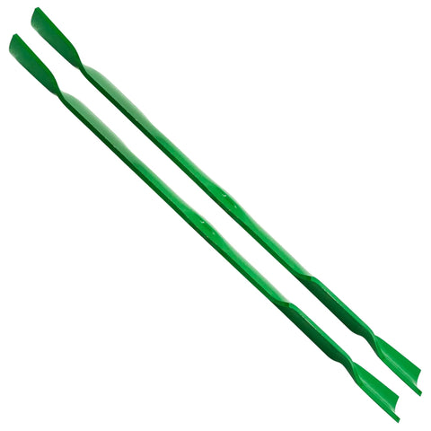 Badass 38 Inch Mulching Replacement Blades For Lawnmower Deck With Heavy Duty Powder Coating Smooth Fitment For John Deere Stx Tractors Tough Yard Work Gear Upgrade Your Ride With These Beast Cutting Tools 2 Pack in green and durable design.