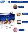 Heavy-Duty Rectangular Christmas Basket With Waterproof Polyester Canvas Storage Bin, 14.9" x 10.2" x 9.8", for organizing clothes and toys.