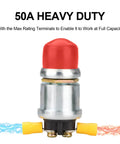 Waterproof Push Button Starter Switch 12V 24V 50A For Cars Boats Trucks And Tractors Engines With Neoprene Cover