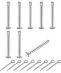 Top Shelf 8 Piece M3x25mm Single Hole Clevis Pins With Cotter Pins Heavy Duty 304 Stainless Steel fasteners, displayed in a pack.