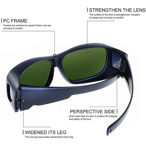 Wrap-Around Welding Glasses Offer Straight-Up UV Shield Blocking 99.9 Percent Rays, rugged PC frame and scratchproof lens design.