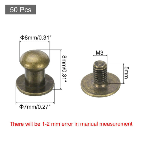 Slick 50 Pack Mini Round Knobs In Sweet Black Zinc Alloy, Hella Sturdy 7mm Drawer Pulls And Cabinet Hardware for easy measurements display.