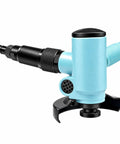 Heavy Duty 4 Inch Pneumatic Angle Grinder Pro Grade Air Powered Grinding Machine Runs Smooth With Slick Side Exhaust Venting close-up view.
