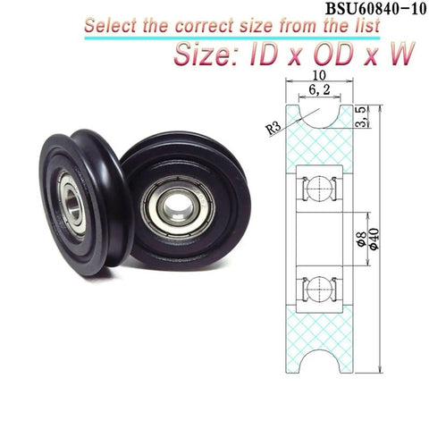 Rock Solid 2 Pack Delrin Pom Bearing Wheels With Slick Nylon Track Guide Rollers 8 mm Bore 40 mm Diameter Idler Pulleys for Tight Linear Motion Setups BsU60840 10 Specs, showing detailed dimensions and design.