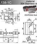 Rock Solid Heavy Duty Door Hinges For Industrial Distribution Box Switchgear Built Tough With Premium Stainless Steel For Flawless Operation And Serious Long Term Reliability Single Packaged Unit technical drawing with dimensions.