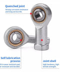 2PC Rugged Male Thread Rod End Bearings SAL14T/K M14x1.5 PTFE Composite showing quenching, self-lubrication, and durable joint shell.