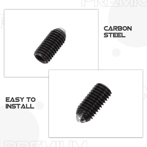 10Pc Carbon Steel Hex Head Ball Plunger Screws Black Spring Loaded Positioning Grubs For Tools And Fixtures Snug Fit No Slip Lockdown close-up view