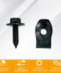 Premium Fifty Piece One Quarter Inch Universal U Nut Clips And Hex Head Bolts For Auto Body Repair Fender Liners Bumpers Wheel Arches featuring a hex bolt and U nut clip.
