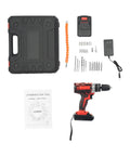 Top Tier 12V Cordless Drill Driver Set With Fast Lane Battery Charger and accessories arranged neatly in a carrying case.