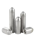 Built Tough 304 Stainless Steel Spring Ball Plunger Set Screws M8 X 40Mm Hex Socket Allen Drive Grade 12.9 Black Industrial Precision Positioning Hardware 5 Pack shown in a stack.