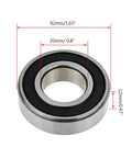 5 Pack 6004RS Ball Bearings Double Sealed Deep Groove Bearings 20 X 42 X 12 Millimeter Bearing Steel pre-lubricated, showing dimensions.
