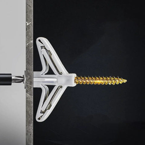Heavy Duty Self Drilling Drywall Anchors Kit With Butterfly Expansion Bolts shown in gypsum board application