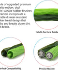 Dual Rubber Roller Brush Replacement For Roomba I And J Series Vacuums Fits I1 I1 Plus I3 Plus I4 Plus I6 I7 I8 J5 J5 Plus J6 J7 J8 J9 E5 E6 All Surface Cleaning Parts Kit Must Have, showcases dual-surface green rubber rollers and precise nozzle.
