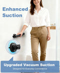 Upgraded No Drill Suction Shower Grab Bar With Solid Grip, Bathroom Safety Handrail In Matte Black on smooth tile wall.