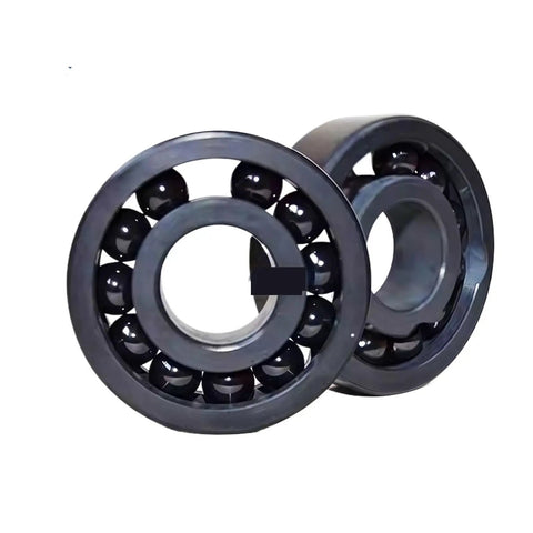 Premium Full Ceramic Ball Bearings 10 Piece Pack Silicon Nitride Deep Groove Sealed Design shown with two ceramic bearings designed for high heat.