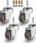 4 Pack 1 Inch Swivel Caster Wheels With Mini Threaded Stem M6x15mm Rubber TPE For Small Furniture And Equipment Ideal For Coffee Tables