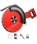 Badass 1800W Electric Concrete Saw Fully Loaded With Killer 14 Inch Diamond Blade Wet Dry Multi Function Circular Saw, includes red diamond blade.