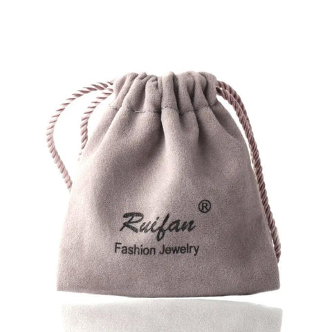 Ruifan suede pouch for jewelry storage, stylish gray drawstring bag for body jewelry accessories.