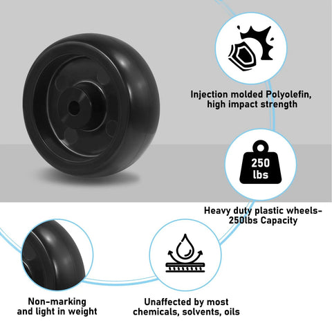 4 Inch Polypropylene Caster Wheels Replacement Set Of 4 With 400 Lb Load Capacity Each, Non Marking Floor Protective Wheels