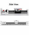 Solid Workhorse Ball Screw Linear Motion Platform With Double Rail Guide For Drive System Built Tough Smooth Glide Adjustable Setup 80 X 120 Millimeter Plate Rig side view with detailed dimensions and components.