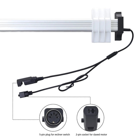 Zero Hassle Replacement Lift Chair Motor For Power Recliners Featuring Simple Wiring And Straightforward Hookup Design, showing wiring and plug details.