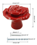 Top Shelf Red Rose Ceramic Drawer Pulls and Dope Floral Cabinet Hardware Knobs with Smooth High Temperature Glaze for Kitchen Refresh and Modern Room Makeover Two Piece Set close-up view, 41mm red rose design.