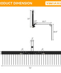 Dimensions diagram of 72 Inch 3 Point Tractor Rake For Pine Straw Needle Rake And Lawn Debris, showing width and height measurements.