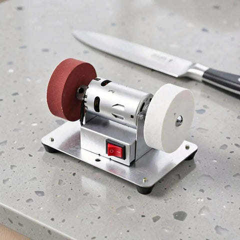 Sick Smooth Mini Bench Grinder Stainless Steel Electric Desktop Belt Sander With No Sweat Knife Sharpening And Fast Blade Restoration Slick Plug Play Garage Essential on counter