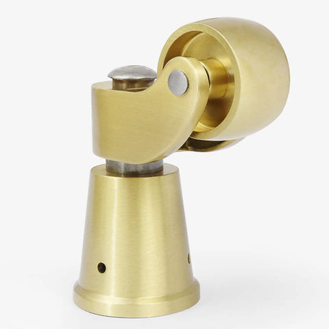 Solid Brass Furniture Casters Straight Up Heavy Duty Swivel Wheels Vintage Round Cup Base showing smooth gliding action.
