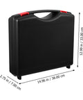 Rock Solid Portable Plastic Toolbox With Reinforced Lid And Grippy Carry Handle For Built Like A Tank Workshop Storage, side view with dimensions.