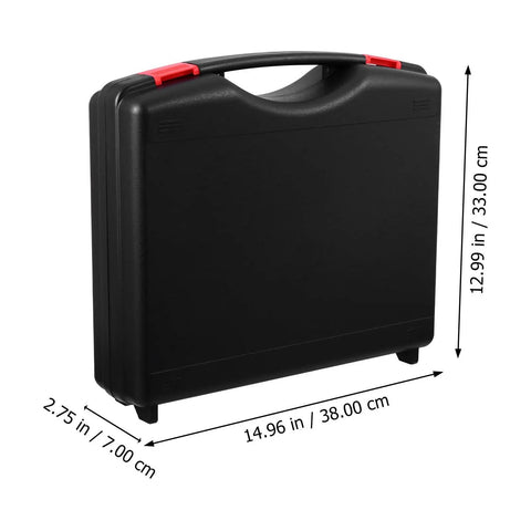 Top Heavy Duty Pp Plastic Tool Box With Secure Latching Lid And Comfort Grip Handle, black, 14.96x12.99 in, rugged design.
